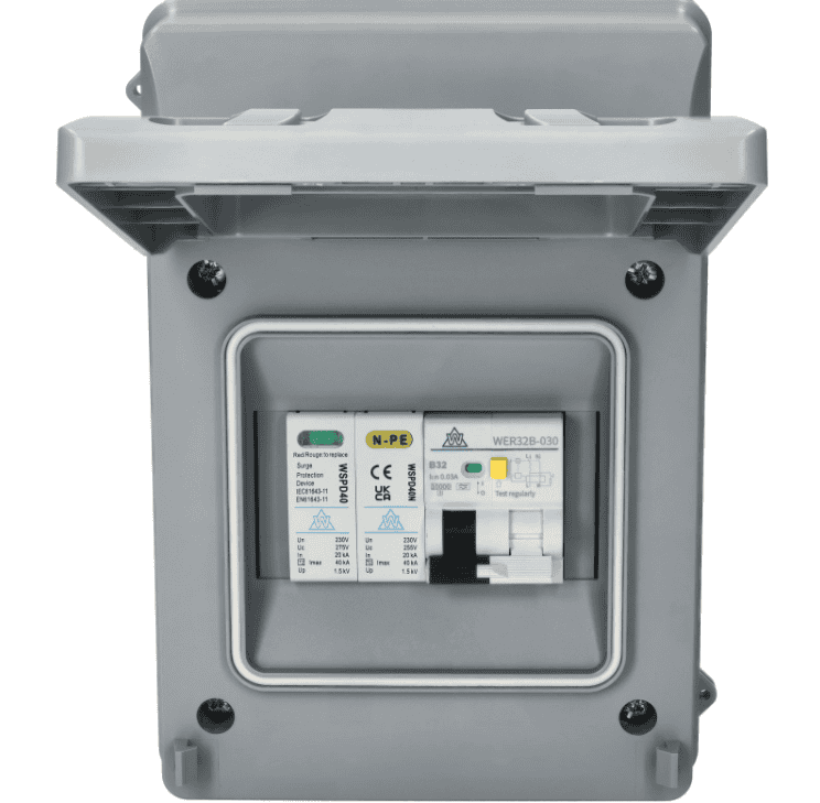 Ip67 Rcbo IP65 WEATHERPROOF A TYPE RCBO EV PROTECTION UNIT PLUS SURGE PROTECTION ...