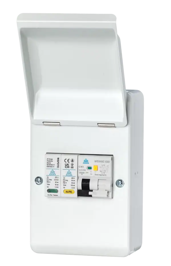 WCED 4 Way Metal A Type 40A RCBO EV Protection Unit + Surge Protection. WMRC40*SP-4 way