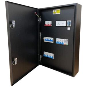 matt:e ARD-3-32-M-SPD Connection centre with O-PEN®, automatic reset 5 pole isolator with 3 x 32A DP MCBs & Type 2 SPD .