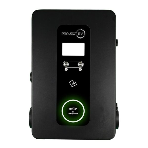 project-ev-eva-07d-se-w-c-73kw-63a-1ph-230v-ac-dual-gun-ev-wall-charger-with-pro-earth-protection-rfid-card-black