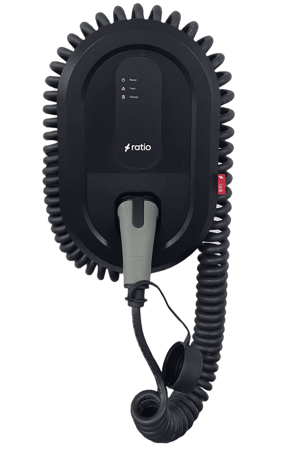 Ratio io5 7.4kW Charge Point with 4.5m coiled cable and type 2 plug