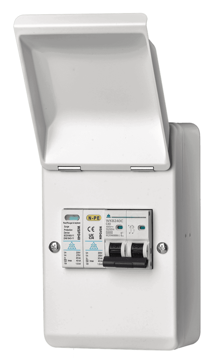 WCED 2 Module MCB (40C) Plus Surge Protection, in 4 Way Metal Box ...