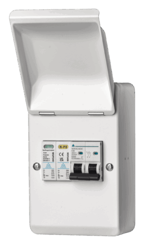 WCED 2 Module MCB (32B) + Surge Protection, in 4 Way Metal Box. WMKB232BSP