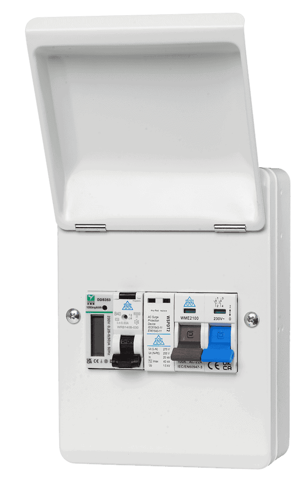 WCED Metered EV/ Solar CU with RCBO and Surge Protection. WSRC5**BSP
