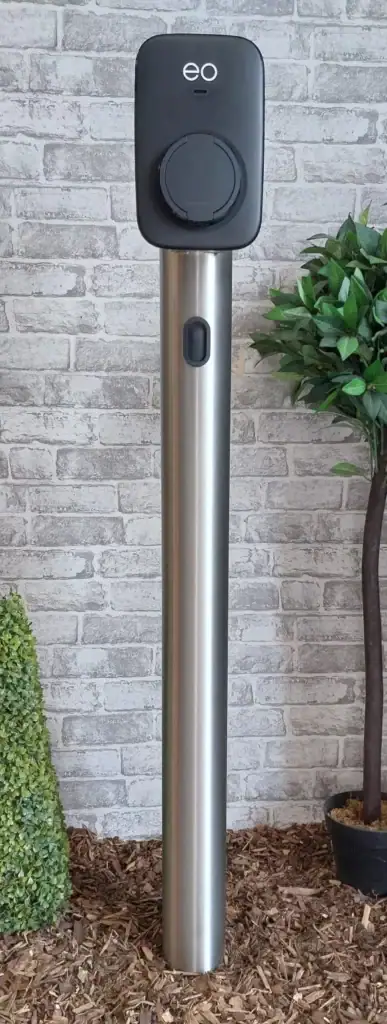 EO Mini Pro 3 EV charger post/pedestal – ground rooted cylinder