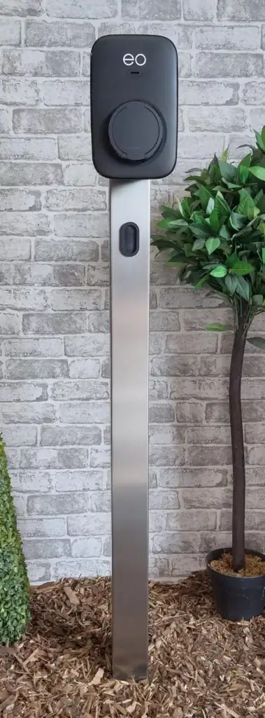 EO Mini Pro 3 EV charger post / pedestal – square post rooted