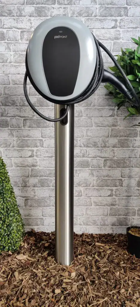 Pod Point Solo 3 Tethered EV charger post/pedestal – ground rooted cylinder