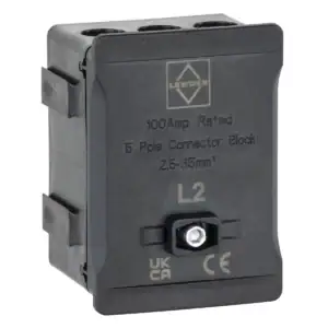 Lewden 100A 5 Way Black Distribution Terminal. DT1005BKL
