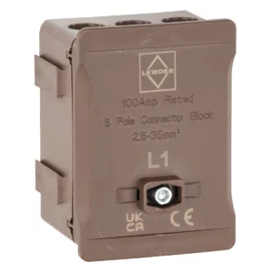 Lewden 100A 5 Way Brown Distribution Terminal. DT1005BR