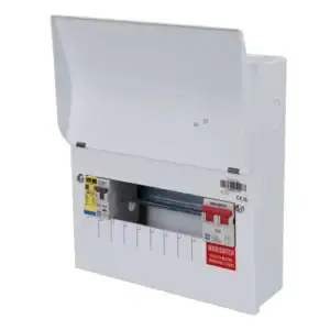 Lewden RCBO 8Way Consumer Unit 100A M/S + TYPE 2 SPD Square KOs. PRO-S08W-R1S
