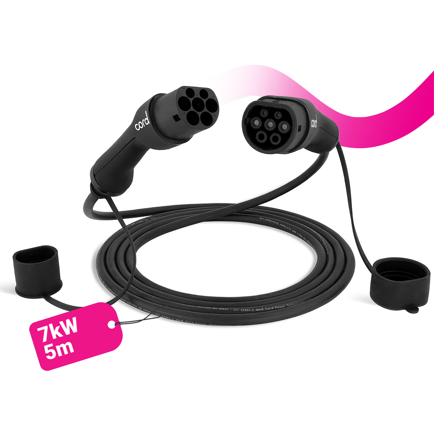 Cord 5m EV Charging Cable -7kW Single Phase Type 2. CRDCBL05M07KW