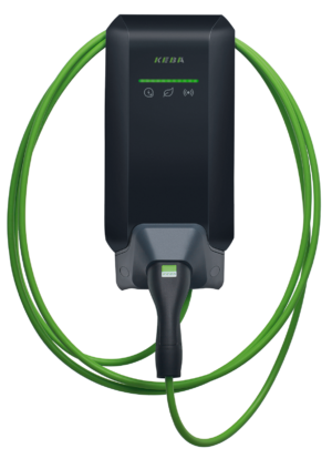 Keba P40 black front3 11kW RGB green cable green bar