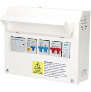 matt:e SP-RC100-SPD Single phase unit, DP Type A RCBO for loads up to 7.4kW with Type 2 SPD, load curtailment at 100A.